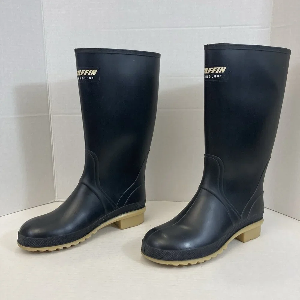 Baffin Technology Rain‎ Boots Men's 8 Waterproof Black Rubber Oil Acid Resistant